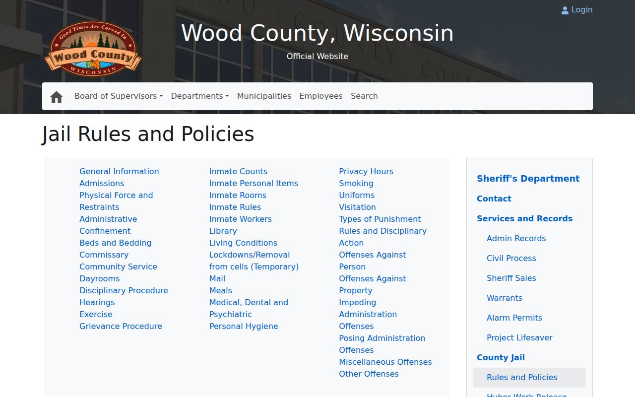 Wood County arrest booking and jail intake rules