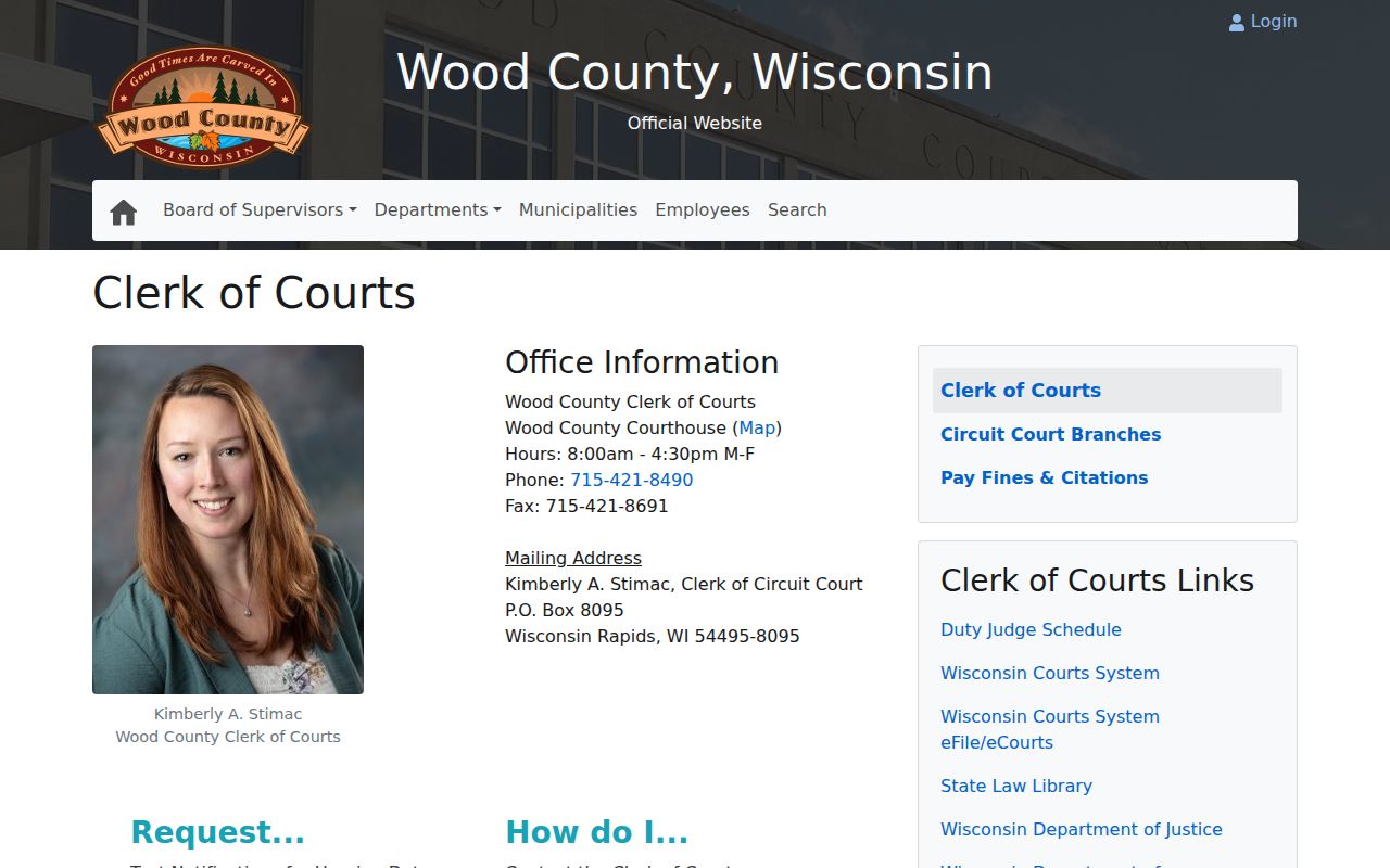 Wood County criminal court case clerk information