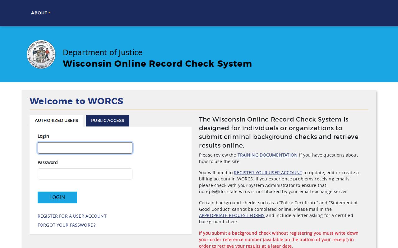 Wood County criminal history request options in Wisconsin WORCS
