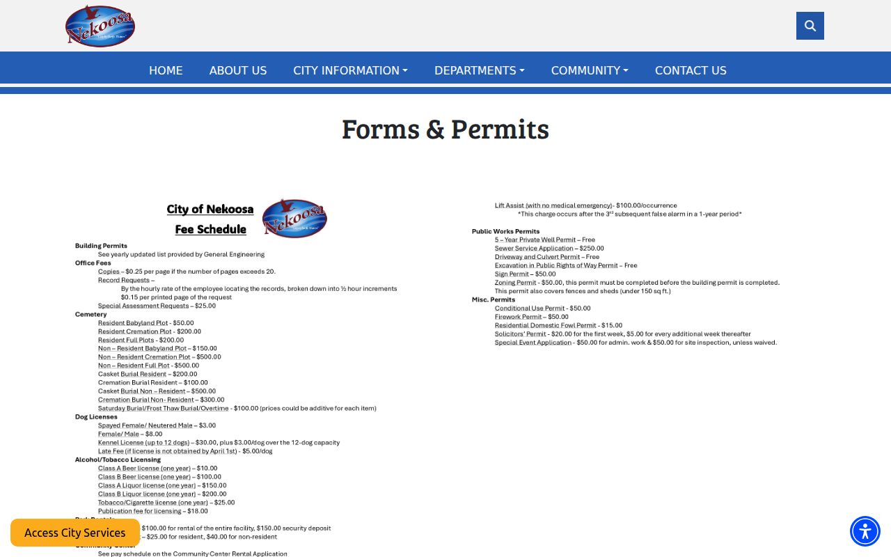 Nekoosa Wood County criminal records open-records form landing page